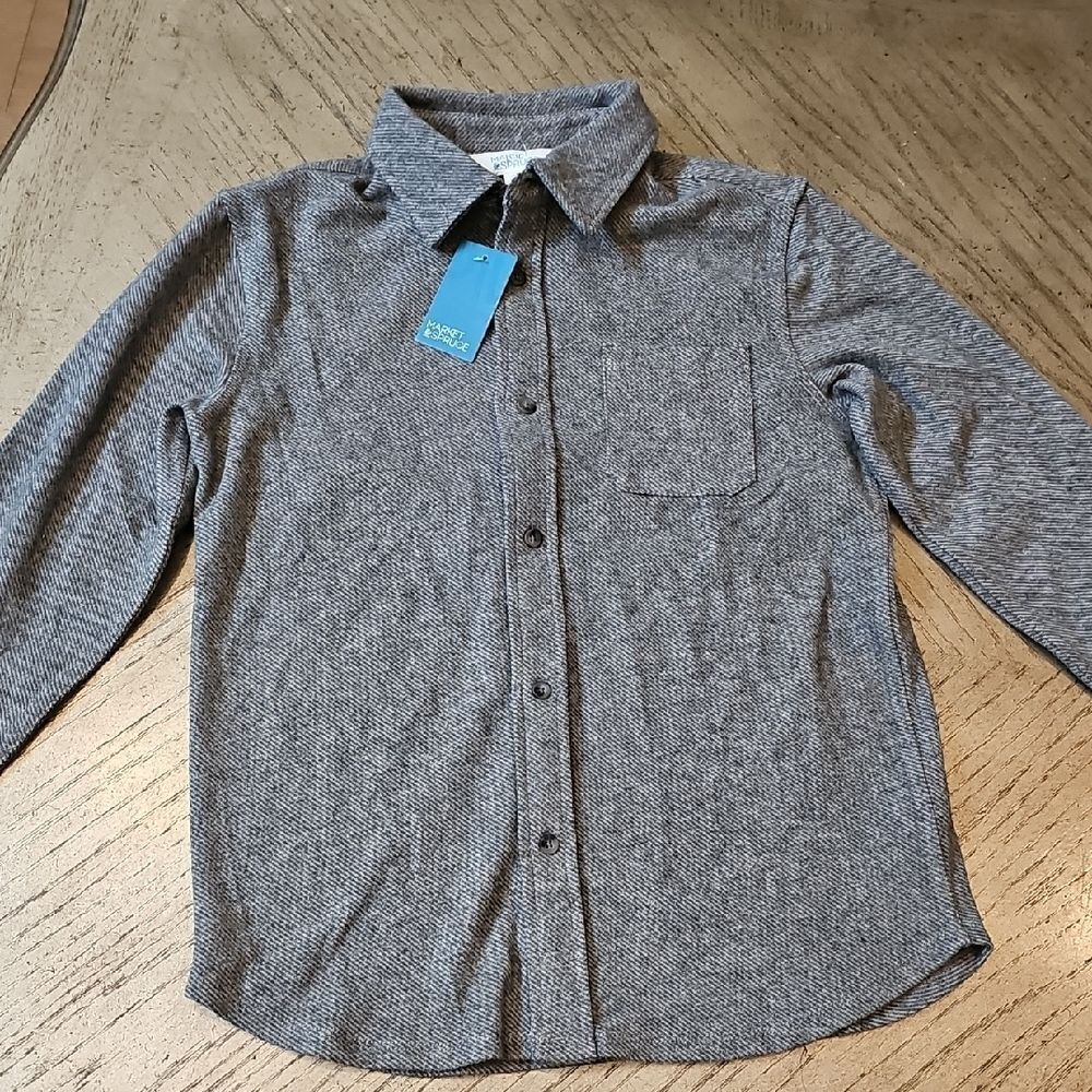 Market & Spruce Charcoal Button Down Kids Shirt Size M 8/10 NWT